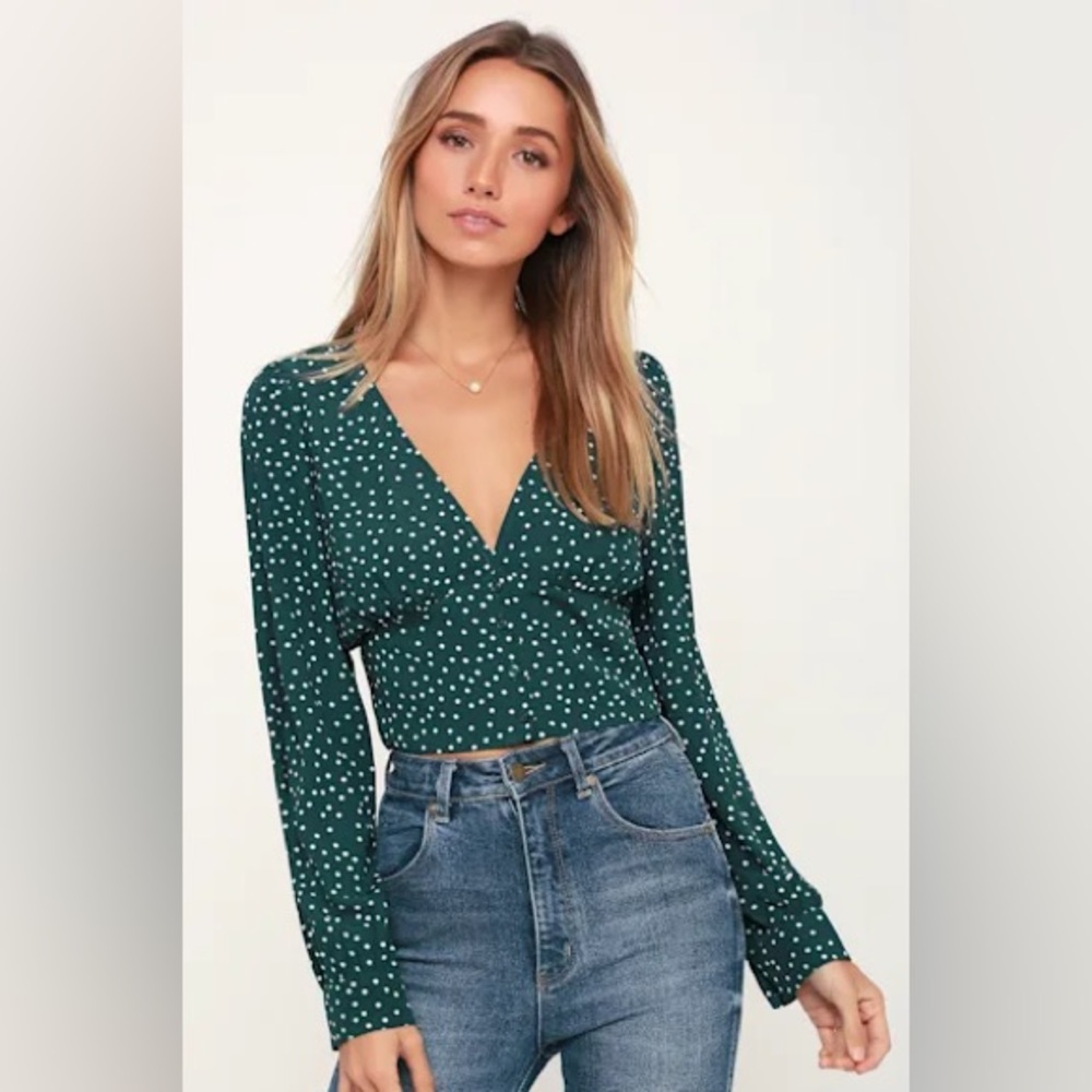 Lulu's Cropped Polka Dot Blouse